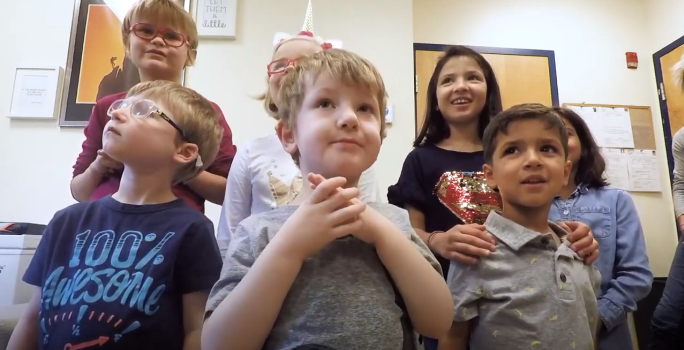 Kids singing a song about hand hygiene