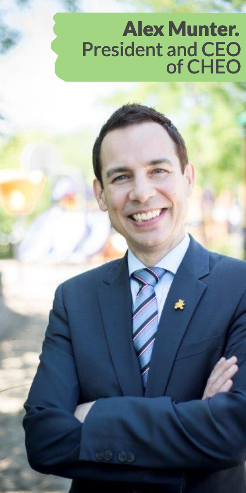 Photo of Alex Munter, CHEO's President and CEO, standing outdoors at CHEO's play park