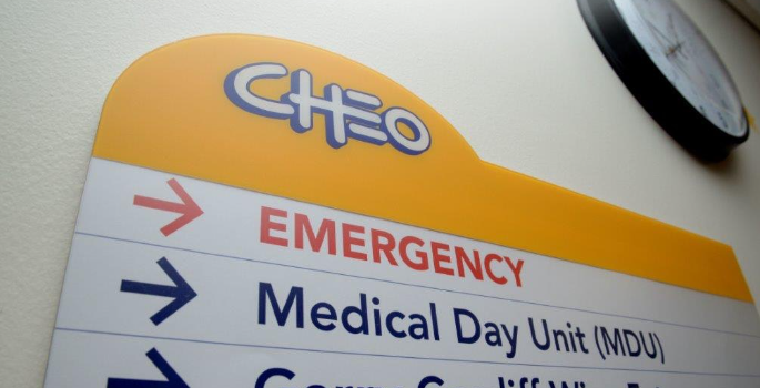 Sign pointing to CHEO's Emergency Department