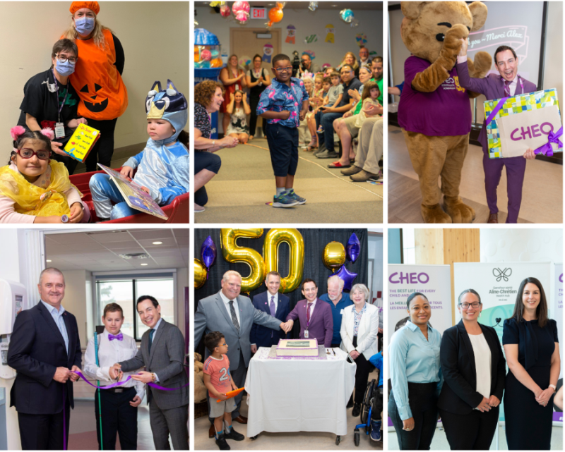 Collage of photos of CHEO's 50th birthday celebrations