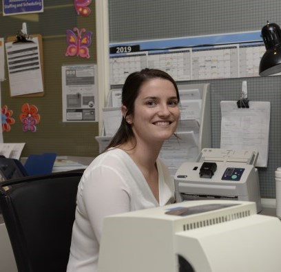 Sophie Contant at desk