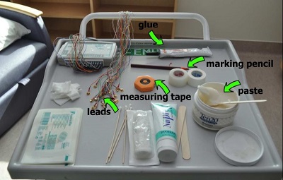 Medical supplies on a cart
