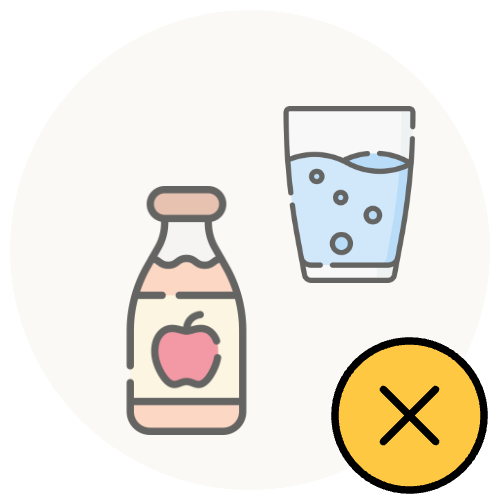 Icon of clear liquids, crossed out.