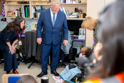 ontario premier doug ford cheo ceo vera etches at cheo school
