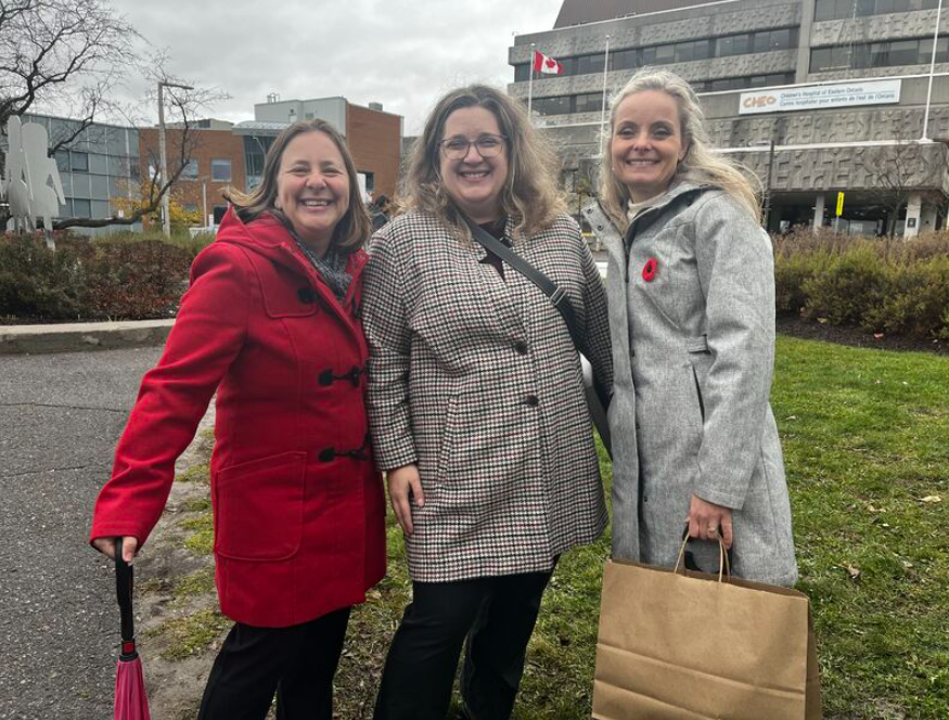 Christine, Judy and Leanne. The pose in front of CHEO.