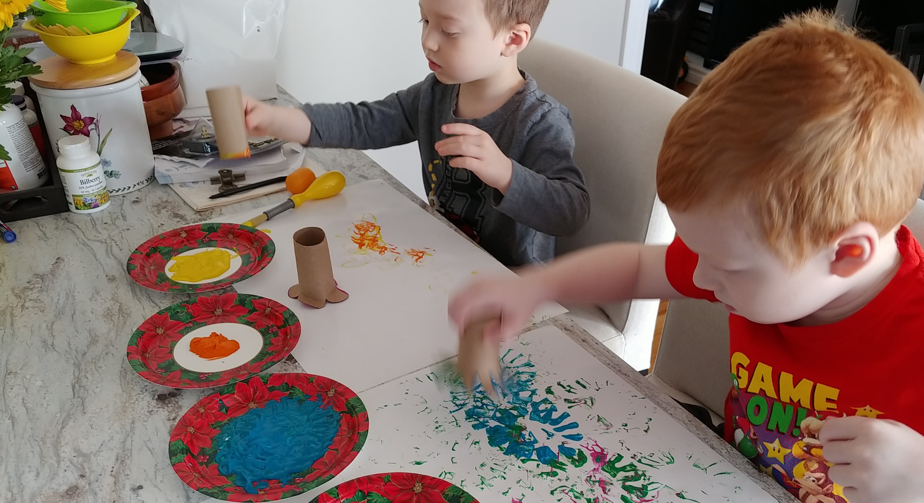 Declan and brother Oliver doing crafts