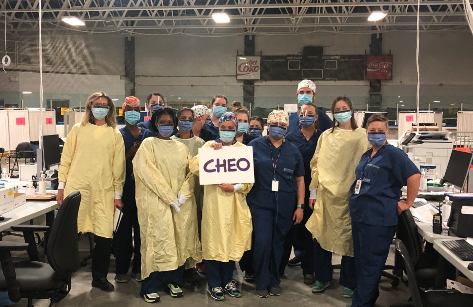 CHEO group photo in PPE