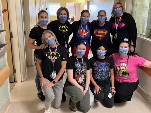 CHEO Child Life team in super hero costumes