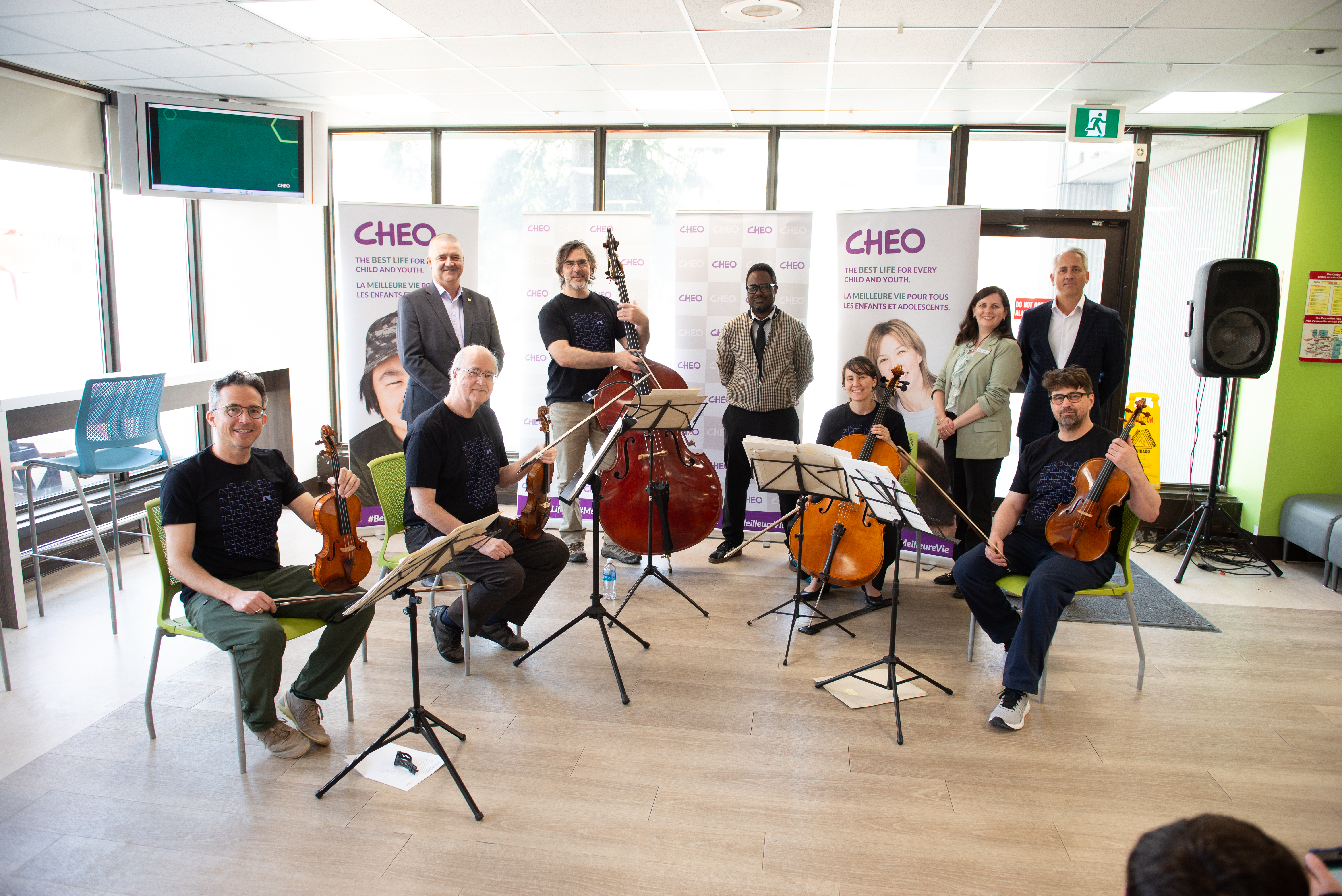 NAC string quintet in cheo cafeteria