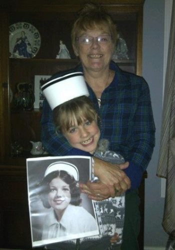 A family photo showing three generations of nurses