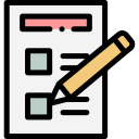 Cartoon of a form with checkboxes, a pencil is shown checking off a box