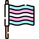 Cartoon transgender pride flag with blue, pink and white stripes