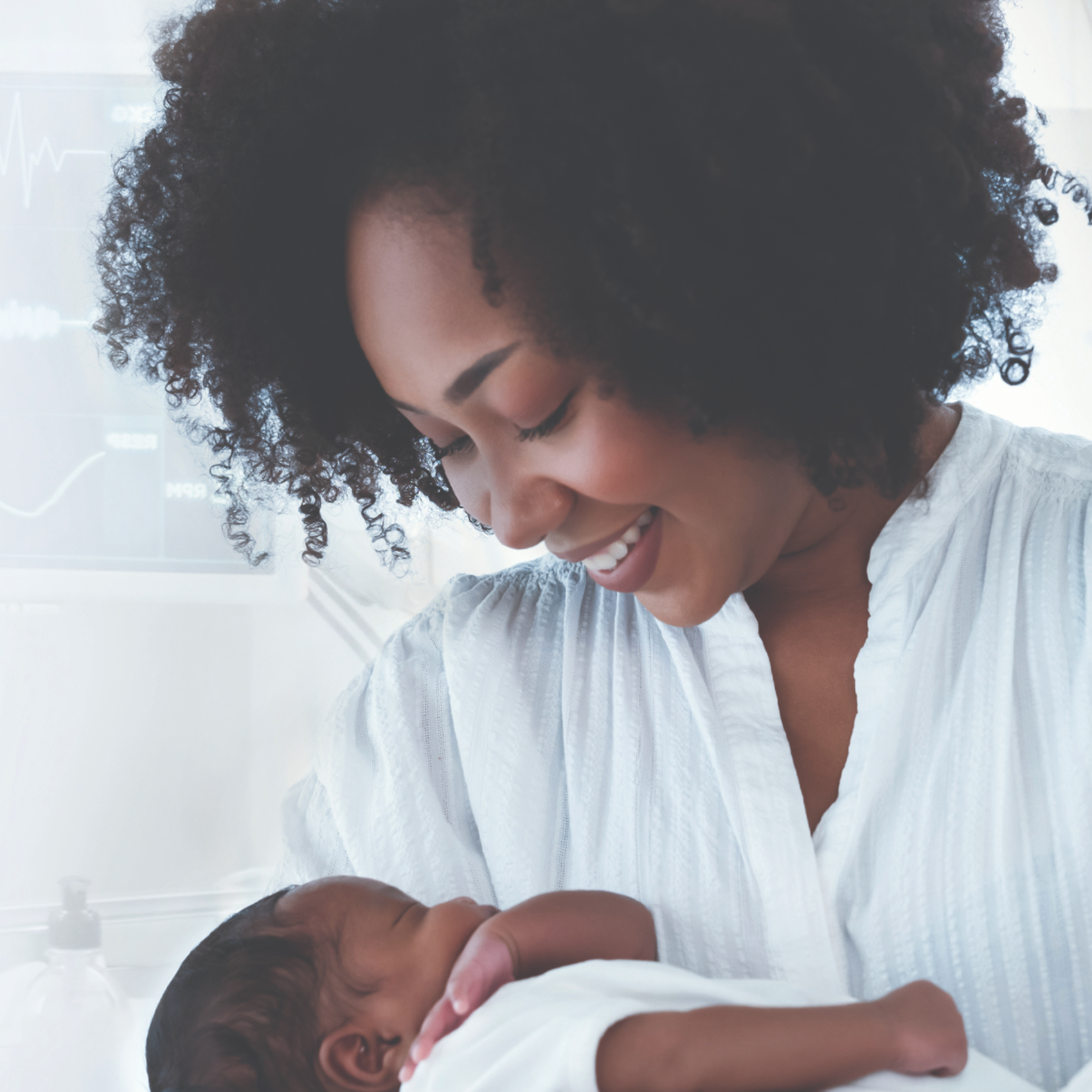 baby and mother look at each other