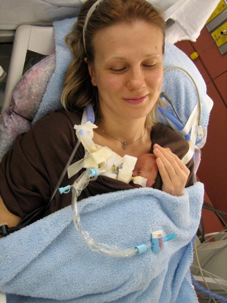 Sandra with newborn Andrej