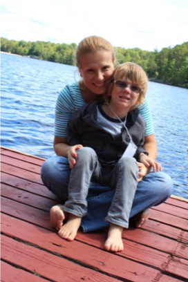 Sandra and his mom at the lake