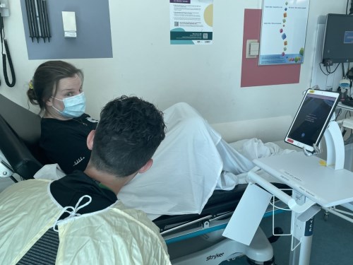 Demonstration of Voyce being used by with patient and clinician
