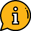 Yellow speech bubble with an "I" in the centre, to indicate asking for more information