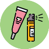 Cartoon icon of numbing cream and spray