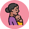 Cartoon icon of a parent holding their baby
