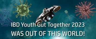 A graphic with text that reads "IBD Youth Gut Together 2023 was out of this world!