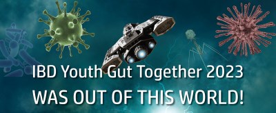 A graphic with text that reads "IBD Youth Gut Together 2023 was out of this world!