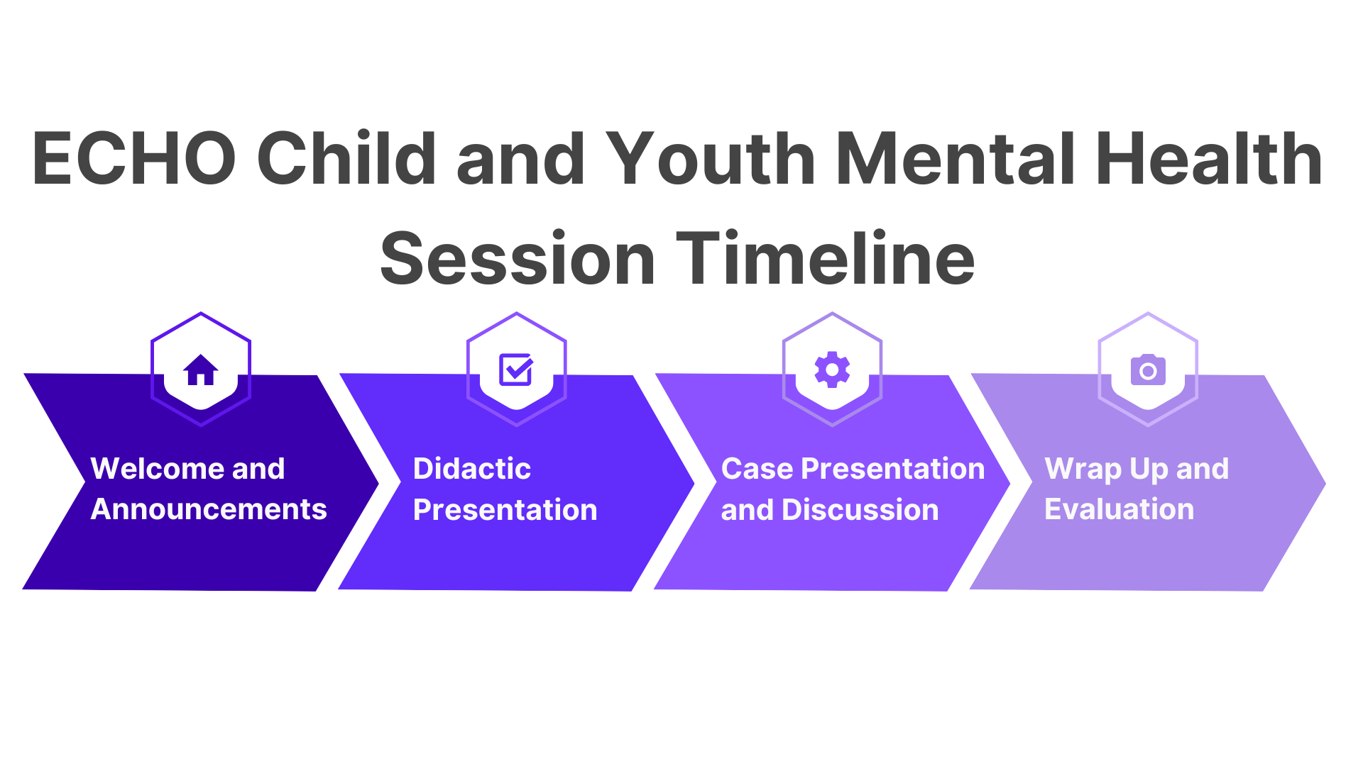 Session Timeline Linear timeline with 4 steps